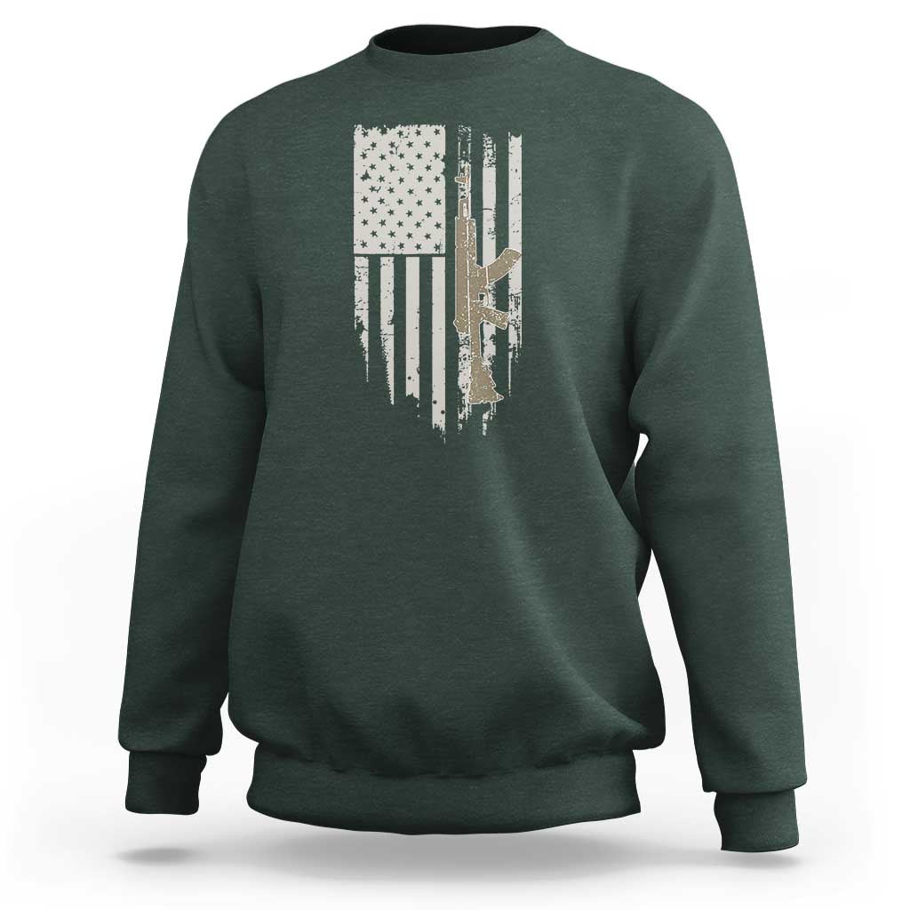 American Flag Second Amendment Sweatshirt Guns Weapons Rifles 2A Amendment Fathers Day US Flag - Wonder Print Shop
