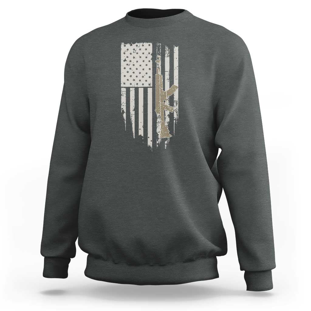 American Flag Second Amendment Sweatshirt Guns Weapons Rifles 2A Amendment Fathers Day US Flag - Wonder Print Shop