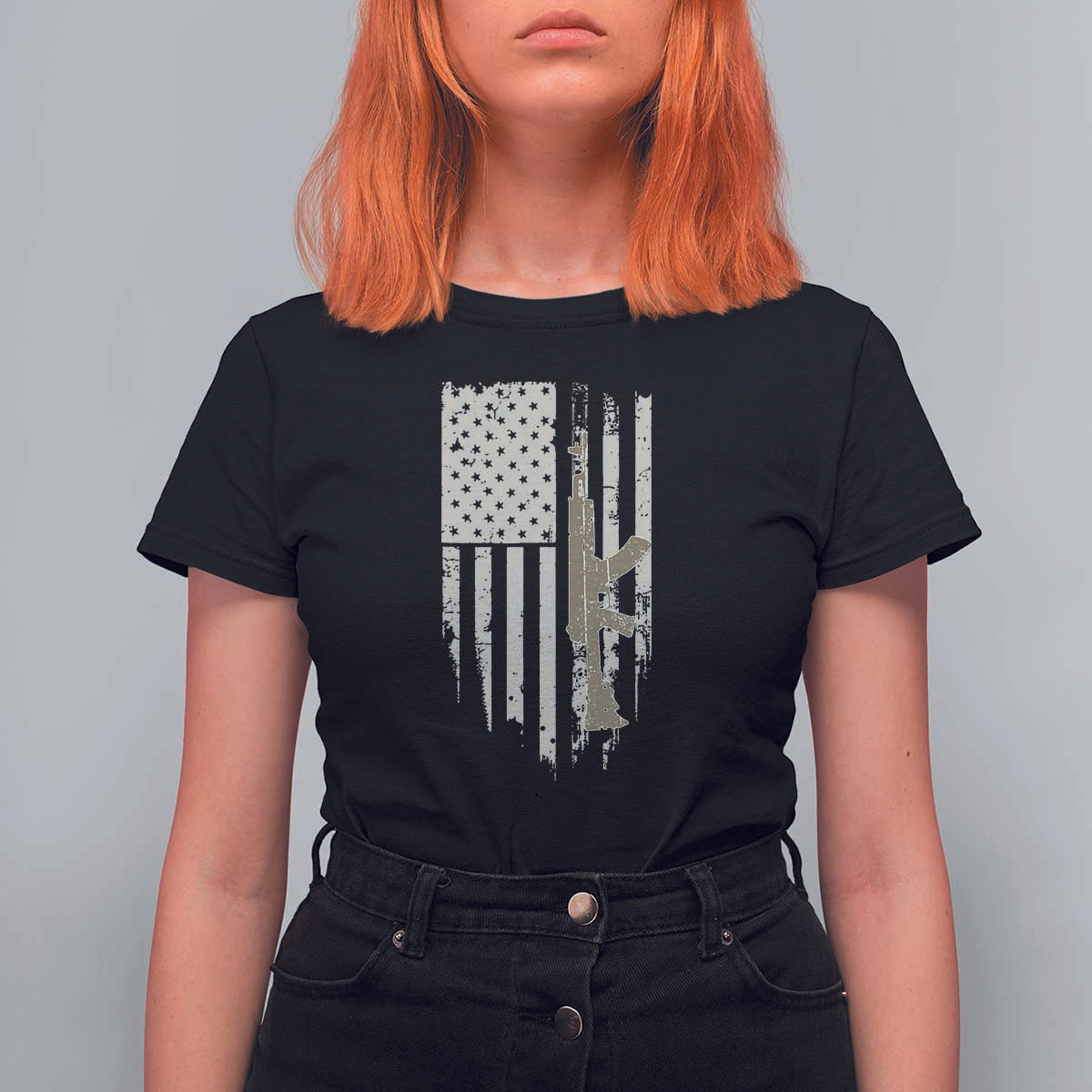 American Flag Second Amendment T Shirt For Women Guns Weapons Rifles 2A Amendment Fathers Day US Flag - Wonder Print Shop