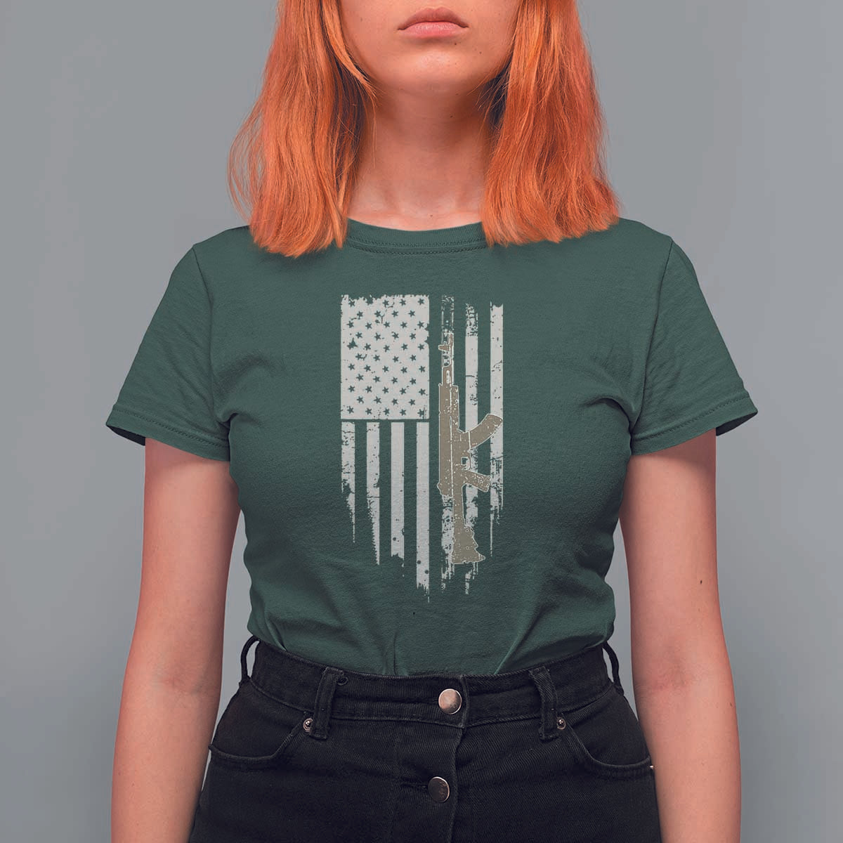 American Flag Second Amendment T Shirt For Women Guns Weapons Rifles 2A Amendment Fathers Day US Flag - Wonder Print Shop