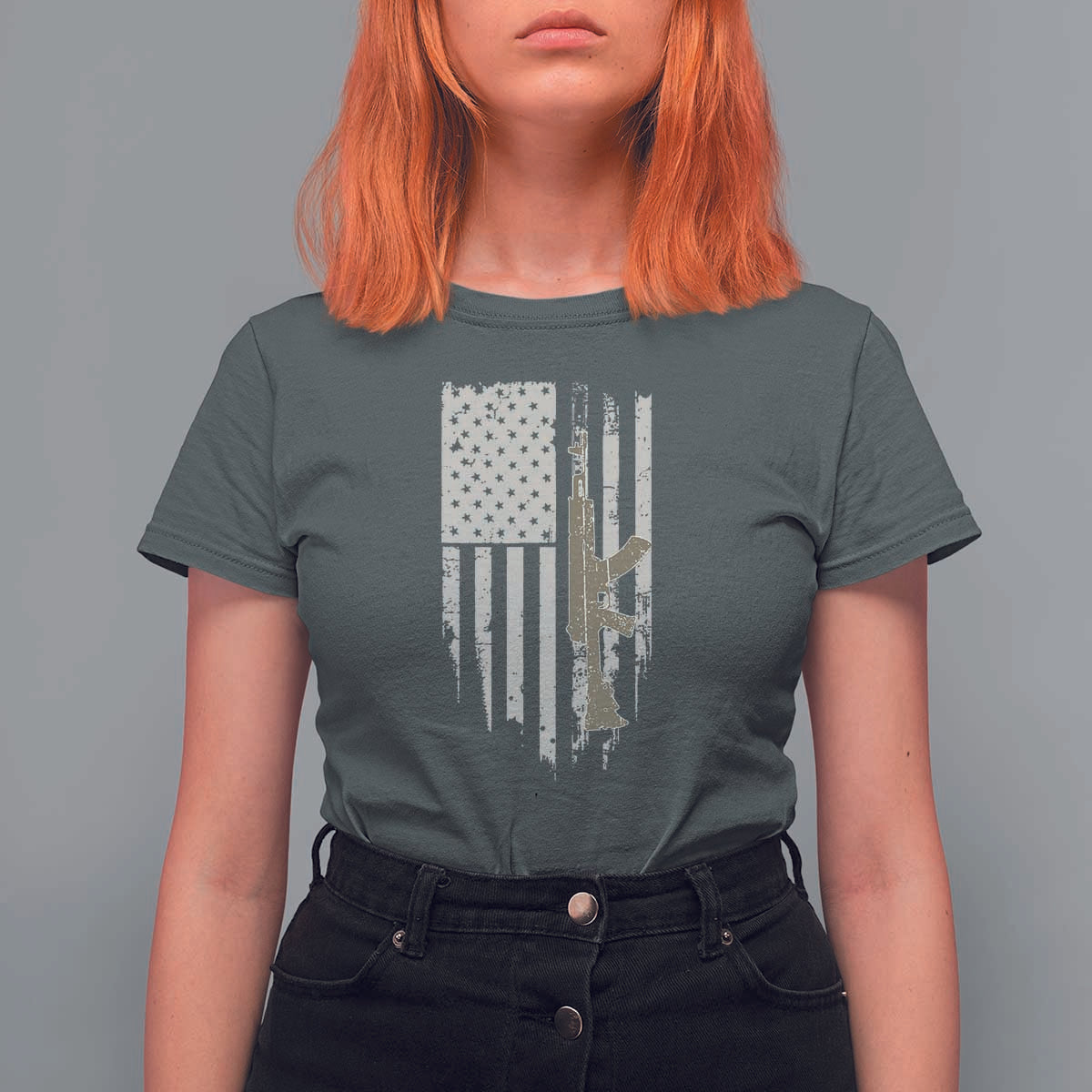 American Flag Second Amendment T Shirt For Women Guns Weapons Rifles 2A Amendment Fathers Day US Flag - Wonder Print Shop