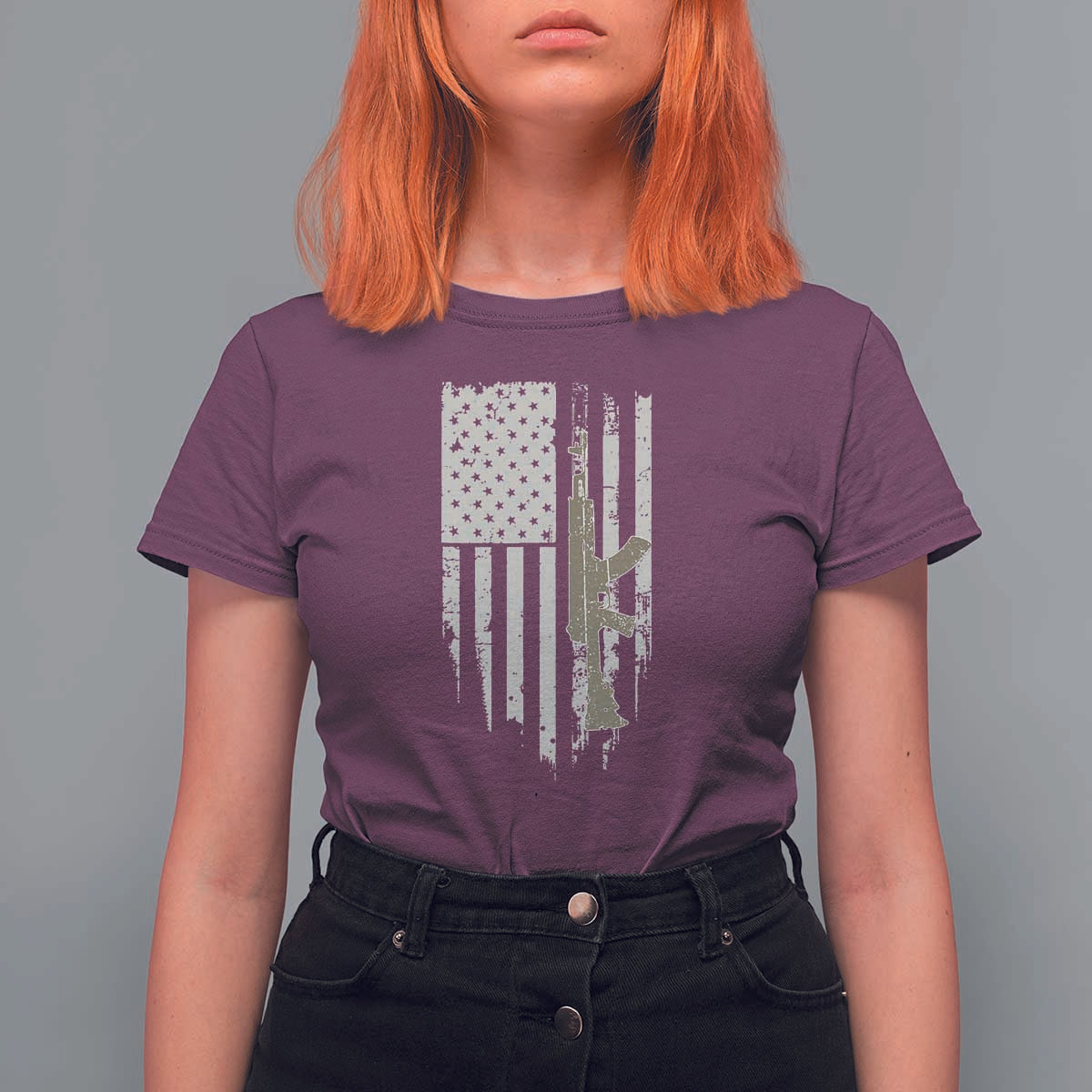 American Flag Second Amendment T Shirt For Women Guns Weapons Rifles 2A Amendment Fathers Day US Flag - Wonder Print Shop