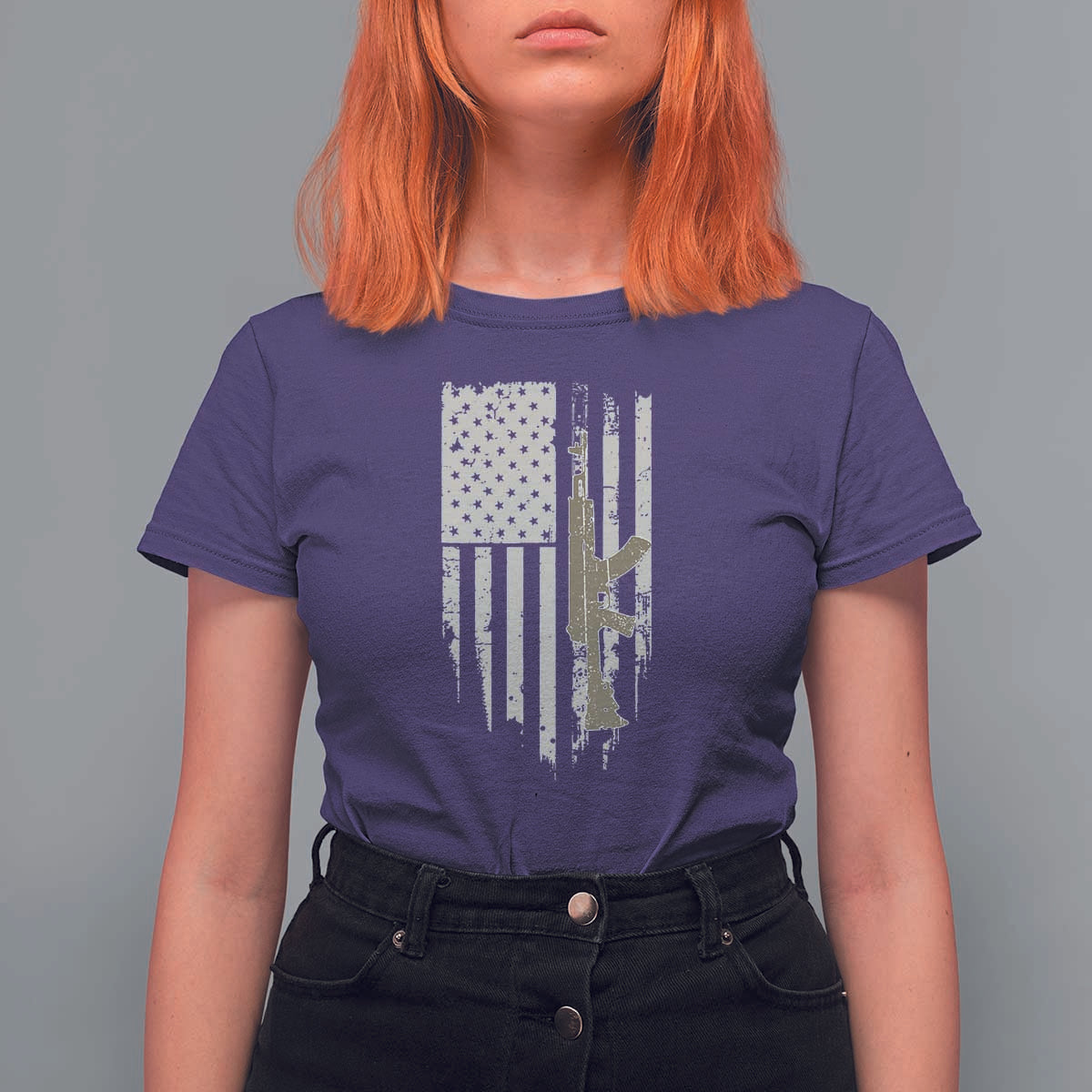 American Flag Second Amendment T Shirt For Women Guns Weapons Rifles 2A Amendment Fathers Day US Flag - Wonder Print Shop