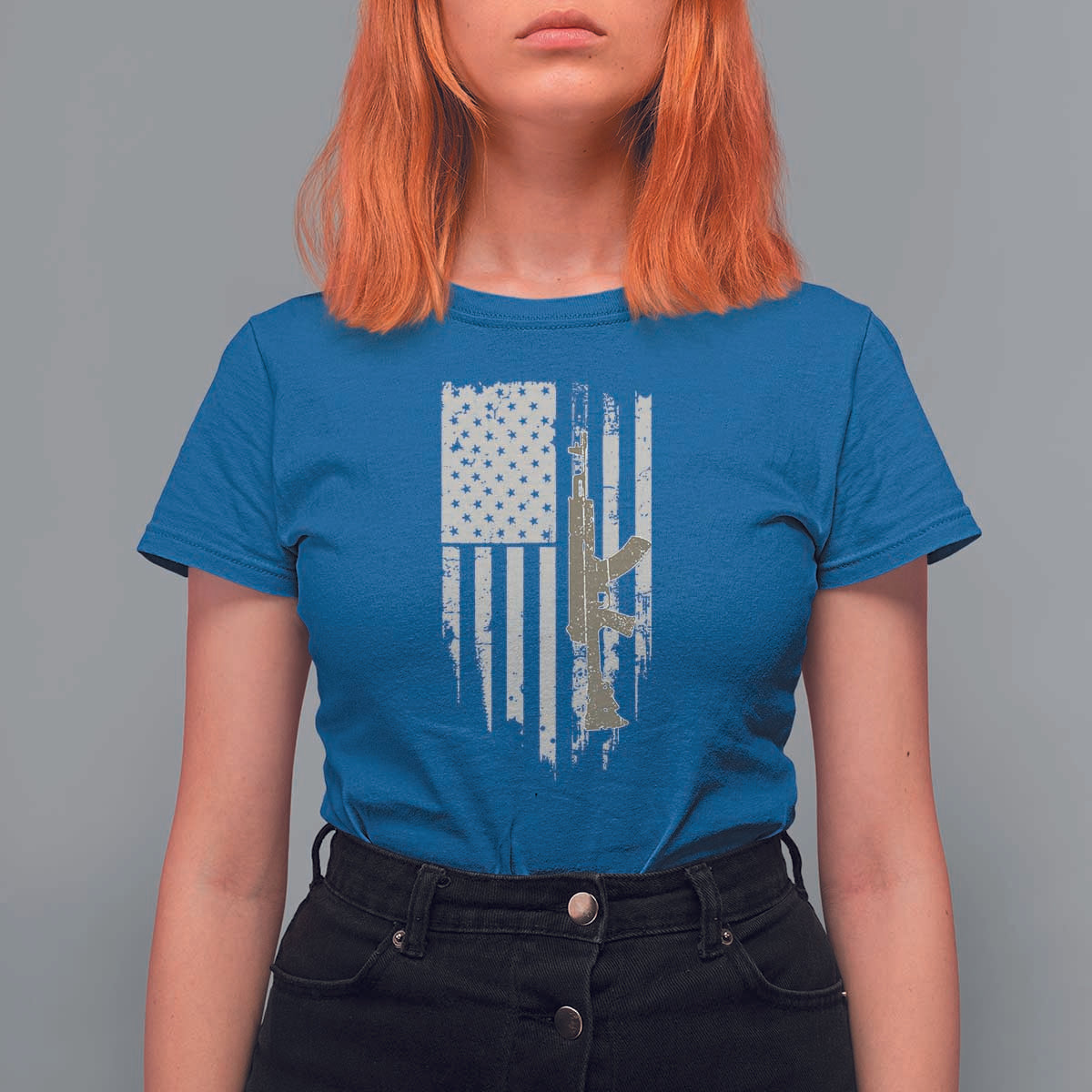 American Flag Second Amendment T Shirt For Women Guns Weapons Rifles 2A Amendment Fathers Day US Flag - Wonder Print Shop
