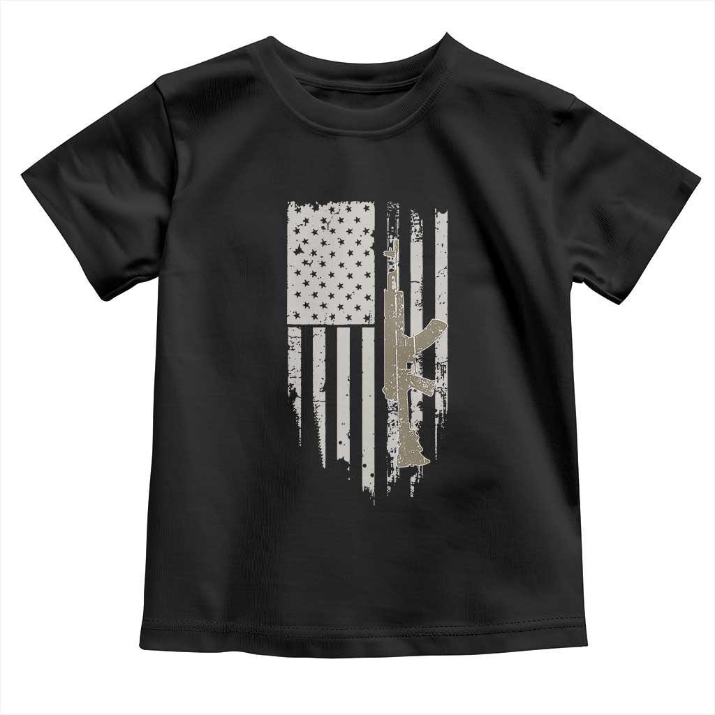 American Flag Second Amendment Toddler T Shirt Guns Weapons Rifles 2A Amendment Fathers Day US Flag