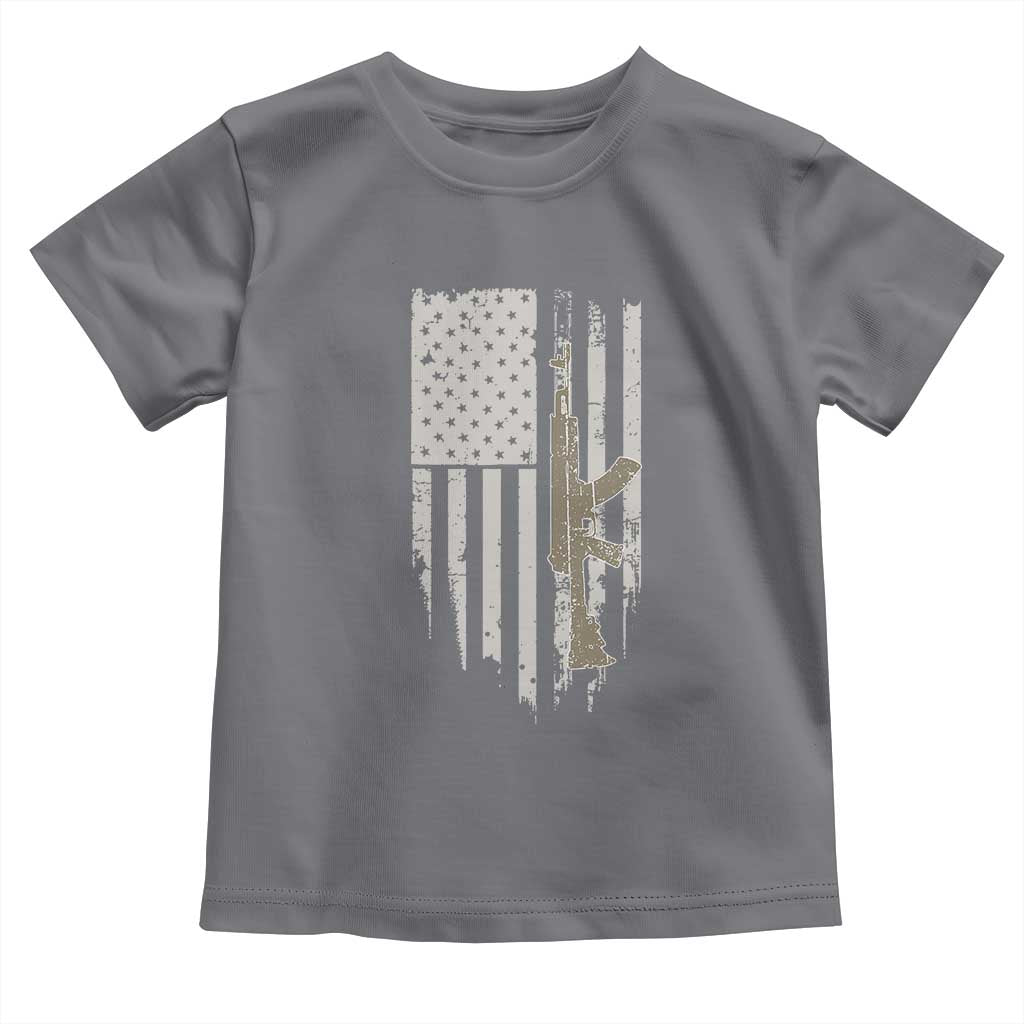 American Flag Second Amendment Toddler T Shirt Guns Weapons Rifles 2A Amendment Fathers Day US Flag