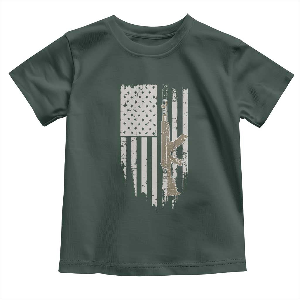 American Flag Second Amendment Toddler T Shirt Guns Weapons Rifles 2A Amendment Fathers Day US Flag