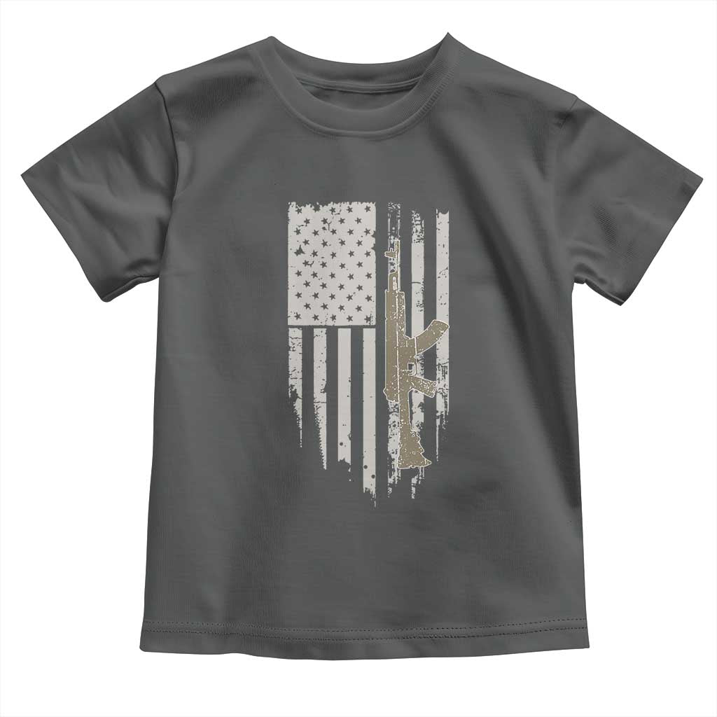 American Flag Second Amendment Toddler T Shirt Guns Weapons Rifles 2A Amendment Fathers Day US Flag
