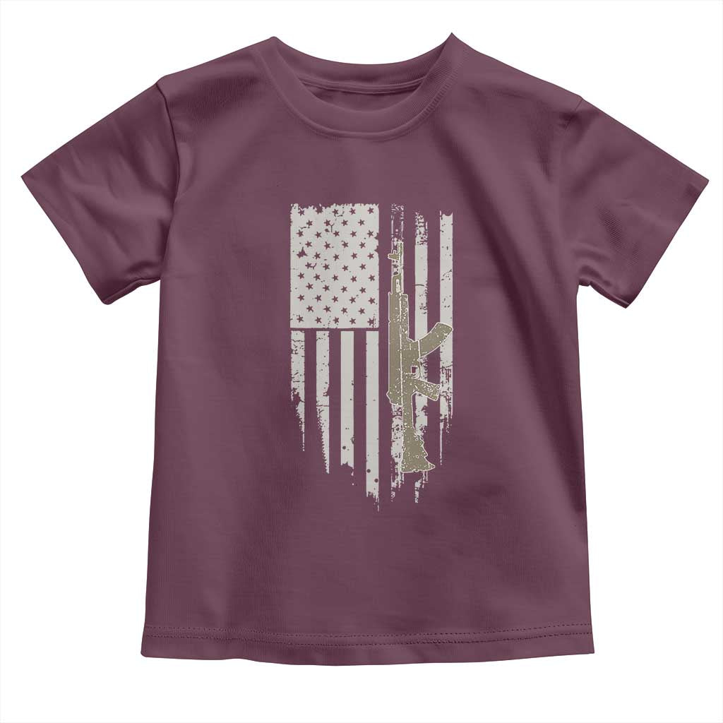 American Flag Second Amendment Toddler T Shirt Guns Weapons Rifles 2A Amendment Fathers Day US Flag