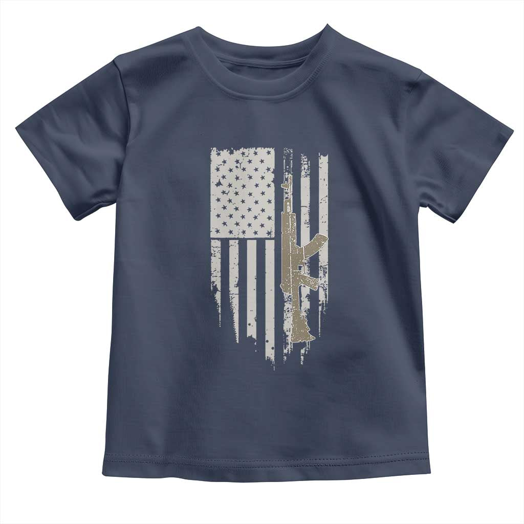 American Flag Second Amendment Toddler T Shirt Guns Weapons Rifles 2A Amendment Fathers Day US Flag