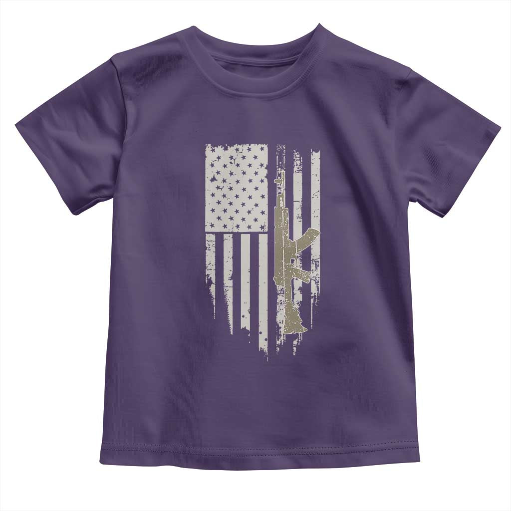 American Flag Second Amendment Toddler T Shirt Guns Weapons Rifles 2A Amendment Fathers Day US Flag