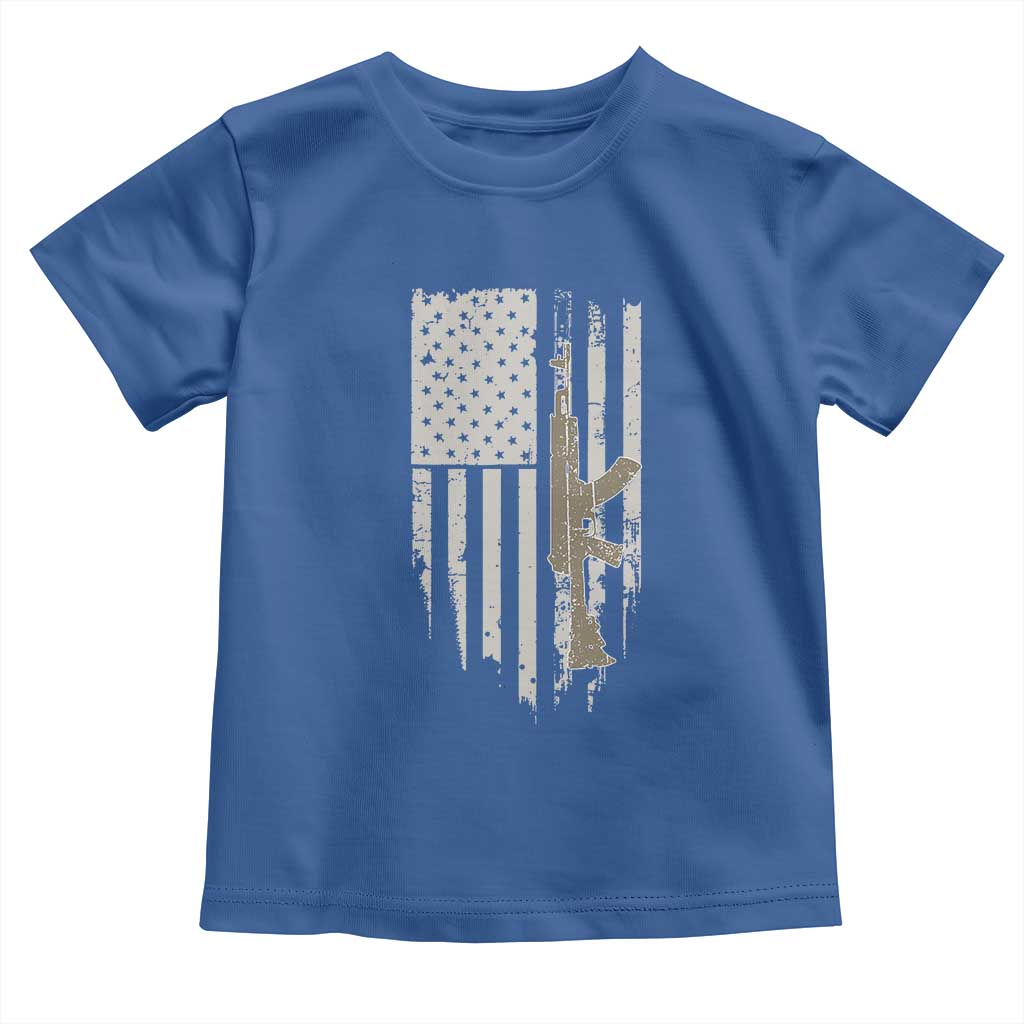 American Flag Second Amendment Toddler T Shirt Guns Weapons Rifles 2A Amendment Fathers Day US Flag