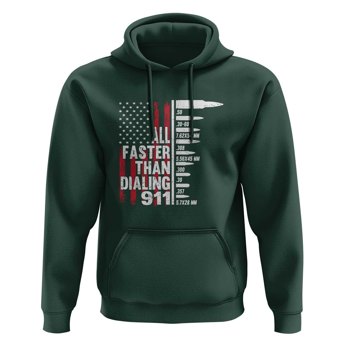 Funny Gun Lover Hoodie All Faster Than Dialing 911 Bullets American Flag