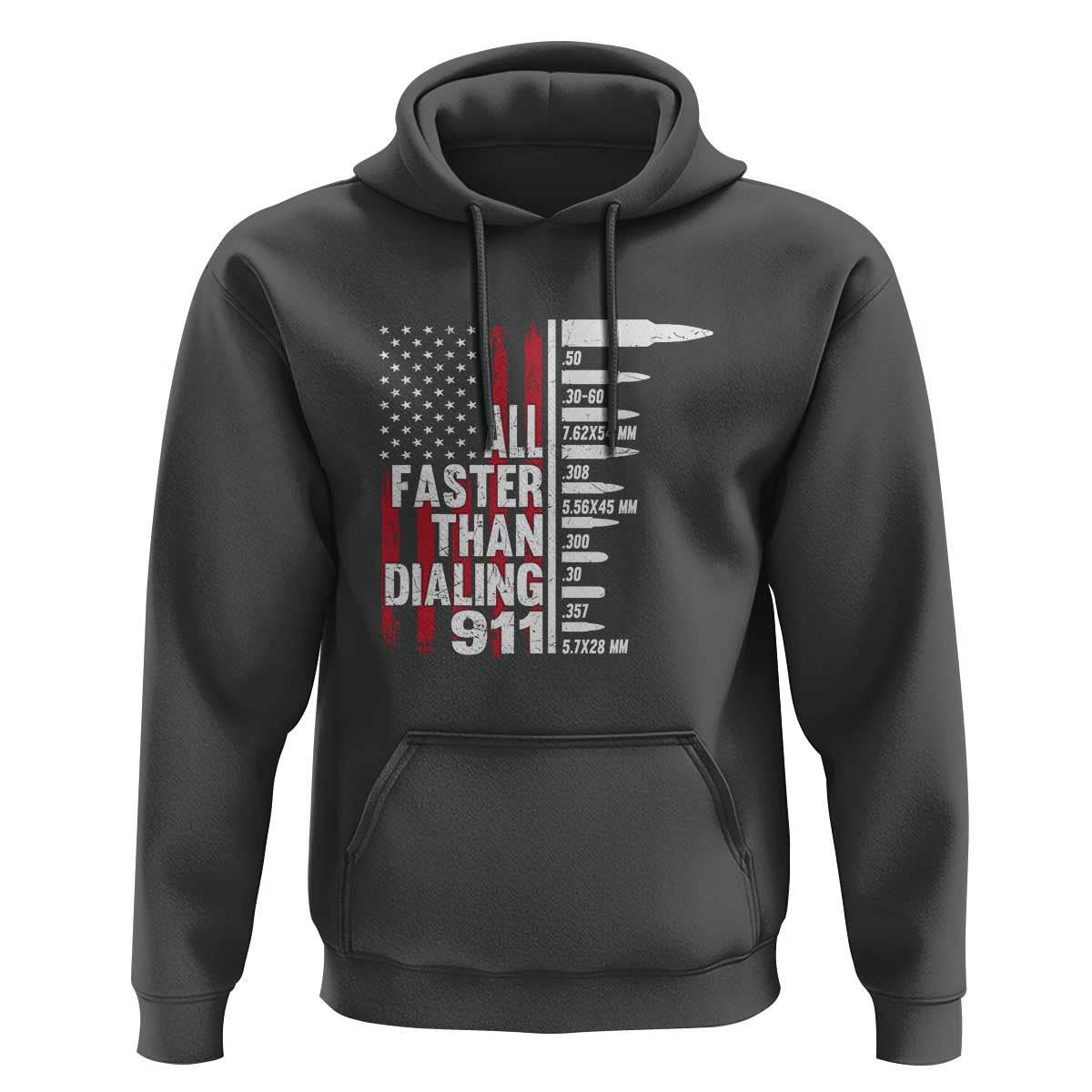 Funny Gun Lover Hoodie All Faster Than Dialing 911 Bullets American Flag