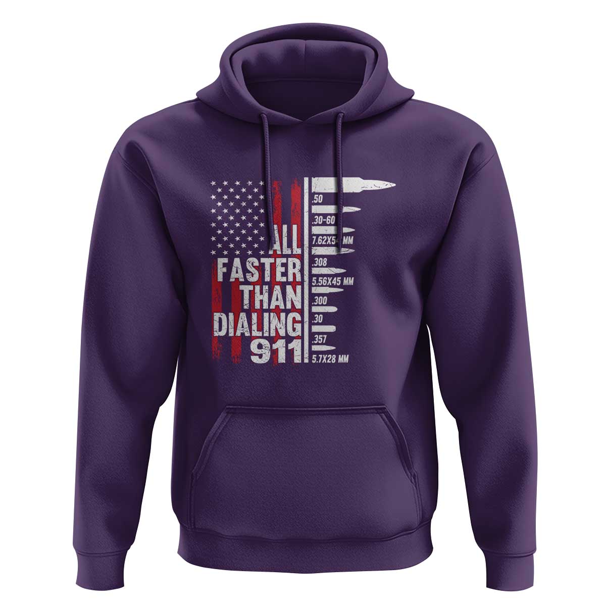 Funny Gun Lover Hoodie All Faster Than Dialing 911 Bullets American Flag