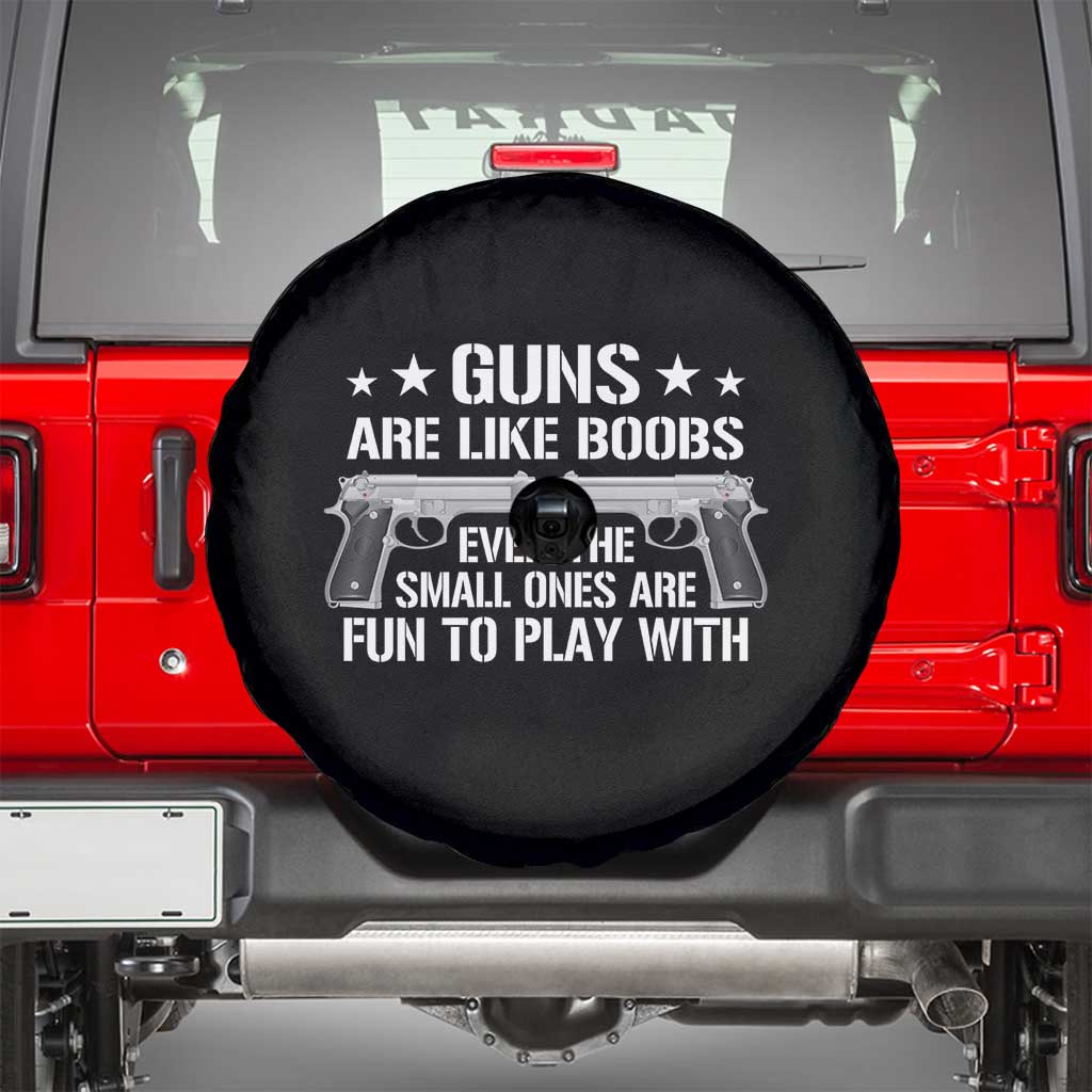 Funny Gun Lover Spare Tire Cover Guns Are Like Boobs Titties Joke Pistol