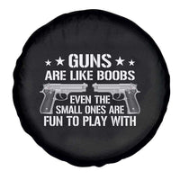 Funny Gun Lover Spare Tire Cover Guns Are Like Boobs Titties Joke Pistol