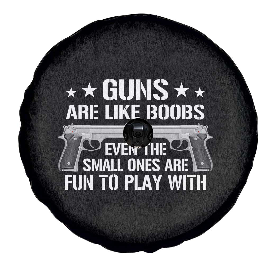 Funny Gun Lover Spare Tire Cover Guns Are Like Boobs Titties Joke Pistol