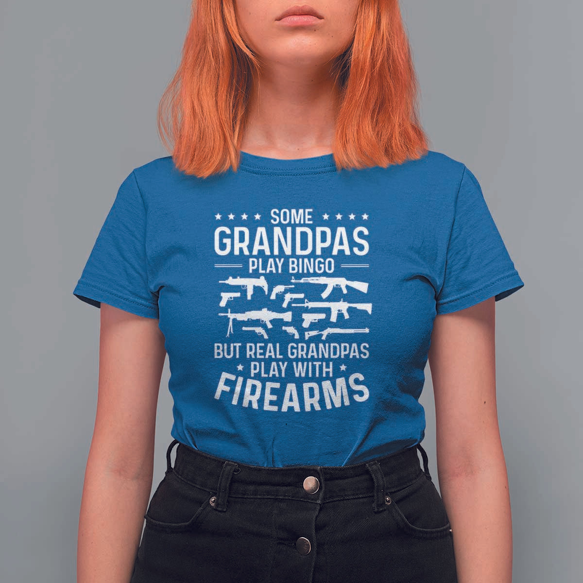 Funny Gun Grandpa T Shirt For Women Real Grandpas Play With Firearms Guns Owner Lover