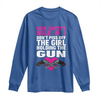 Funny Gun Girls Long Sleeve Shirt Gun Safety Rule Don't Piss Of The Girl Holding The Gun Owner