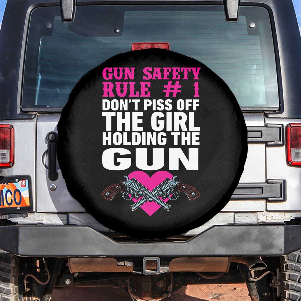 Funny Gun Girls Spare Tire Cover Gun Safety Rule Don't Piss Of The Girl Holding The Gun Owner