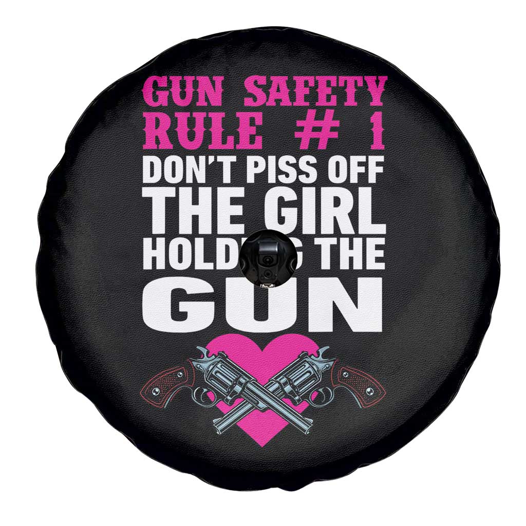 Funny Gun Girls Spare Tire Cover Gun Safety Rule Don't Piss Of The Girl Holding The Gun Owner