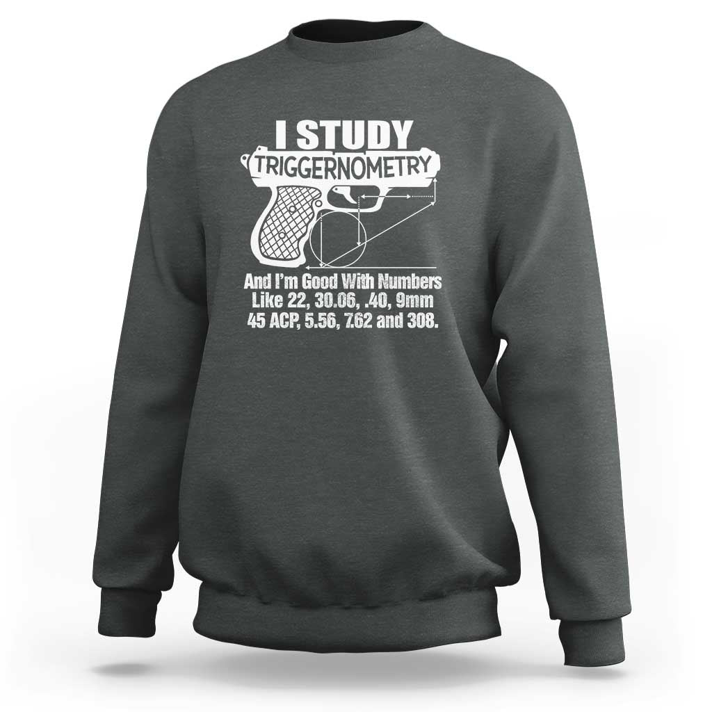 Funny Gun Lover Sweatshirt I Study Triggernometry Good With Numbers Guns Owner Enthusiast Gift