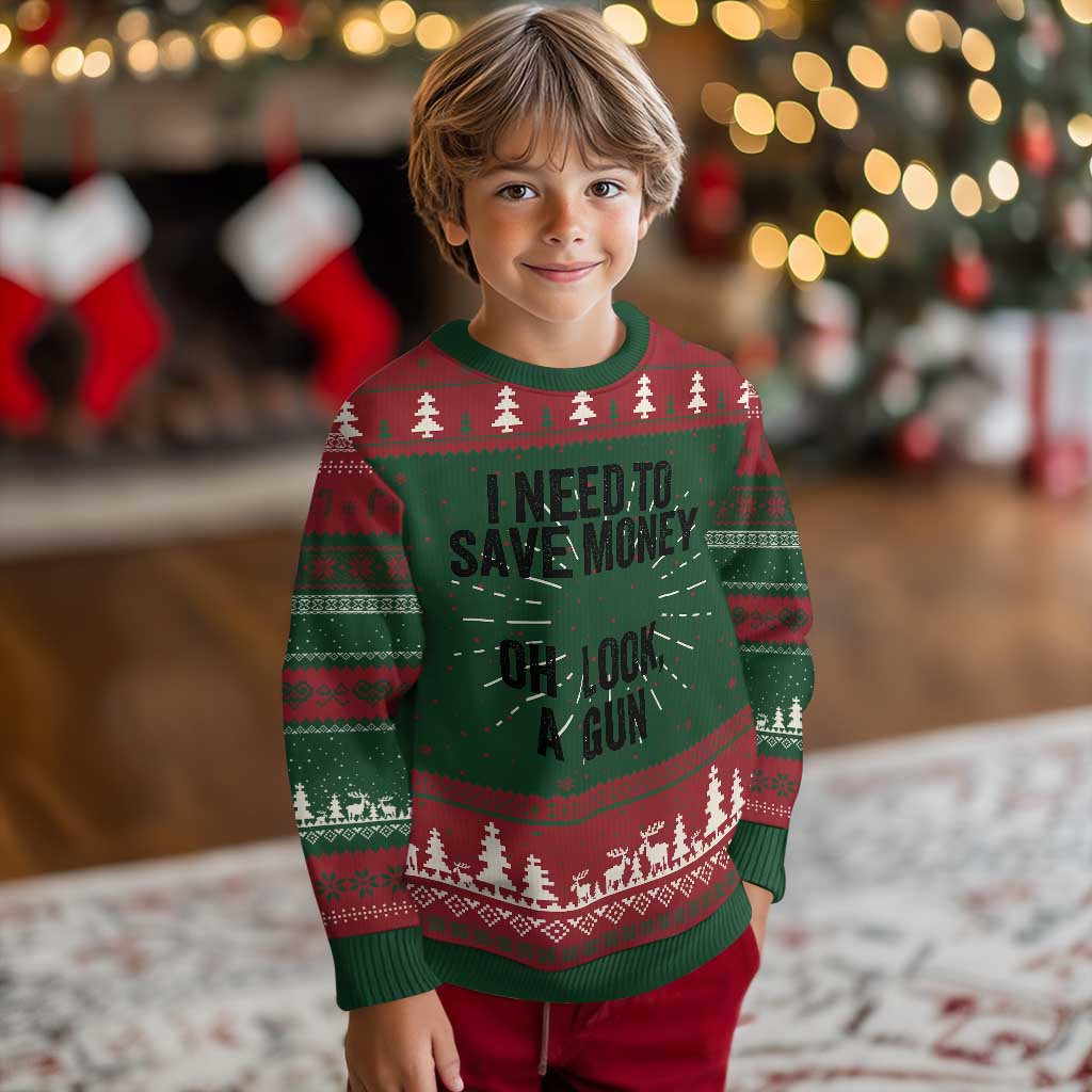 Funny Gun Collector Ugly Christmas Sweater I Need To Save Money Oh Look A Gun - Wonder Print Shop