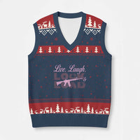 Funny Gun Girls V-Neck Knit Sweater Vest Live Laugh Lock And Load Guns Lover Girl Owner 2A - Wonder Print Shop