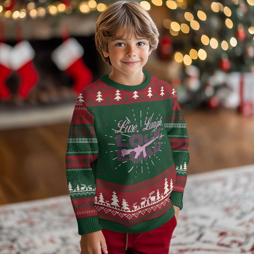 Funny Gun Girls Ugly Christmas Sweater Live Laugh Lock And Load Guns Lover Girl Owner 2A