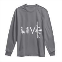 Gun Lover Long Sleeve Shirt LOVE AR15 Handgun Grenade