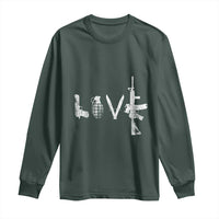 Gun Lover Long Sleeve Shirt LOVE AR15 Handgun Grenade