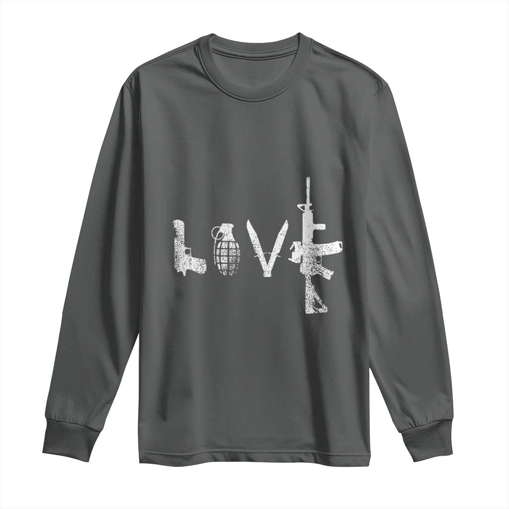 Gun Lover Long Sleeve Shirt LOVE AR15 Handgun Grenade