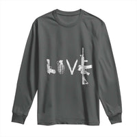 Gun Lover Long Sleeve Shirt LOVE AR15 Handgun Grenade