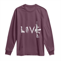 Gun Lover Long Sleeve Shirt LOVE AR15 Handgun Grenade