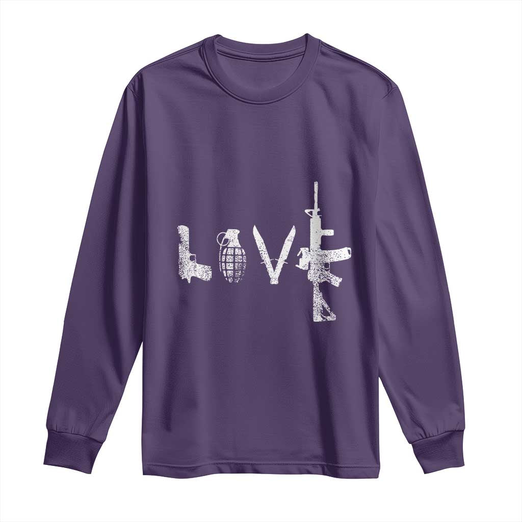 Gun Lover Long Sleeve Shirt LOVE AR15 Handgun Grenade
