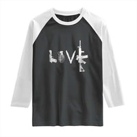 Gun Lover Raglan Shirt LOVE AR15 Handgun Grenade