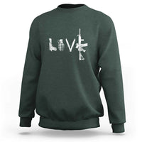 Gun Lover Sweatshirt LOVE AR15 Handgun Grenade