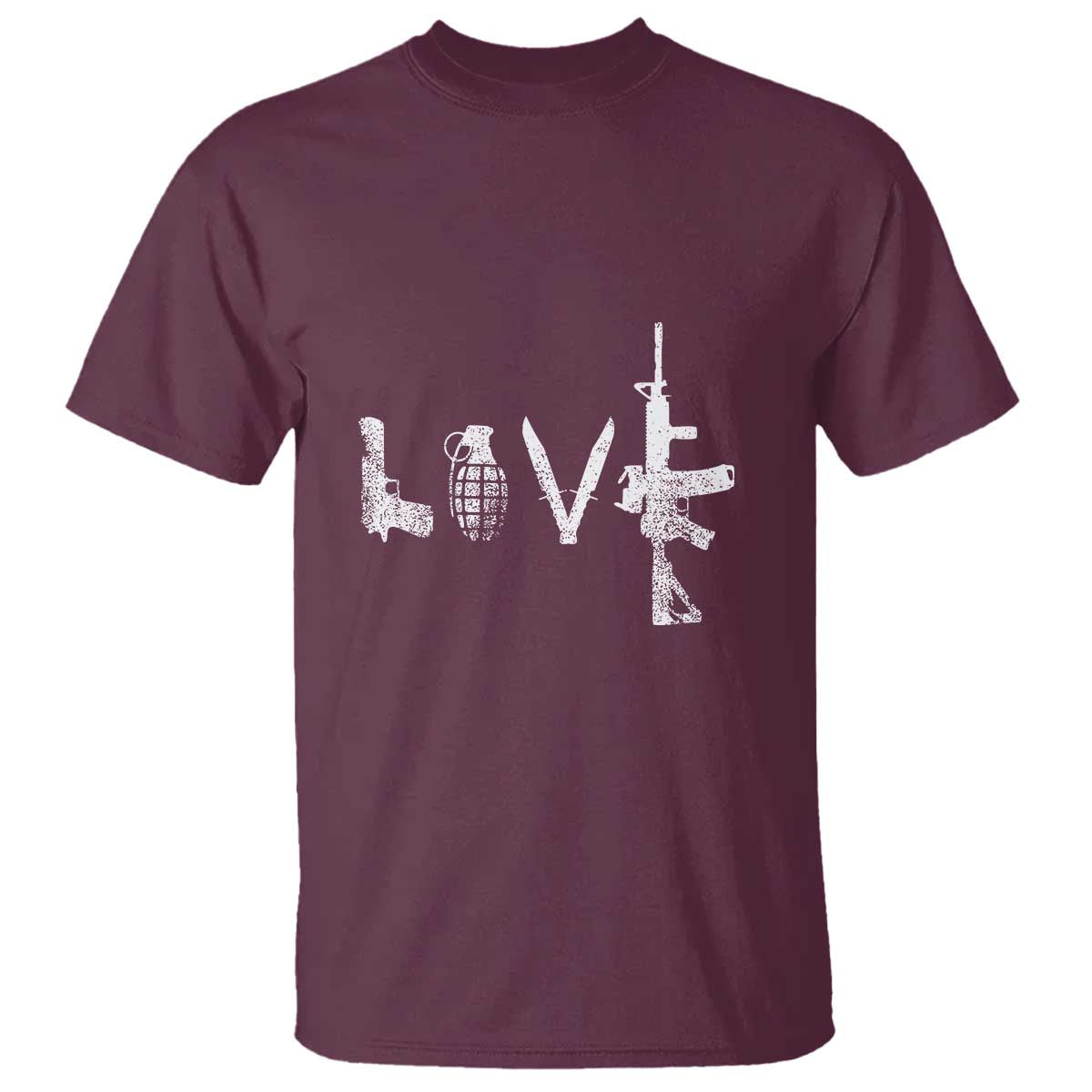 Gun Lover T Shirt LOVE AR15 Handgun Grenade