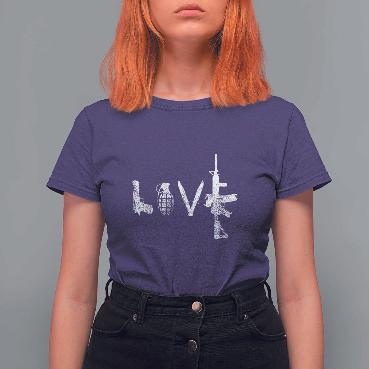 Gun Lover T Shirt For Women LOVE AR15 Handgun Grenade