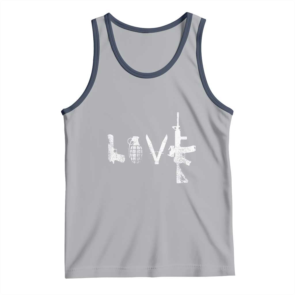 Gun Lover Tank Top LOVE AR15 Handgun Grenade