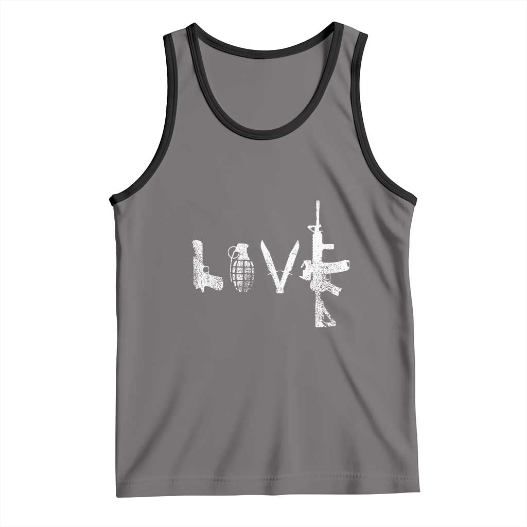 Gun Lover Tank Top LOVE AR15 Handgun Grenade