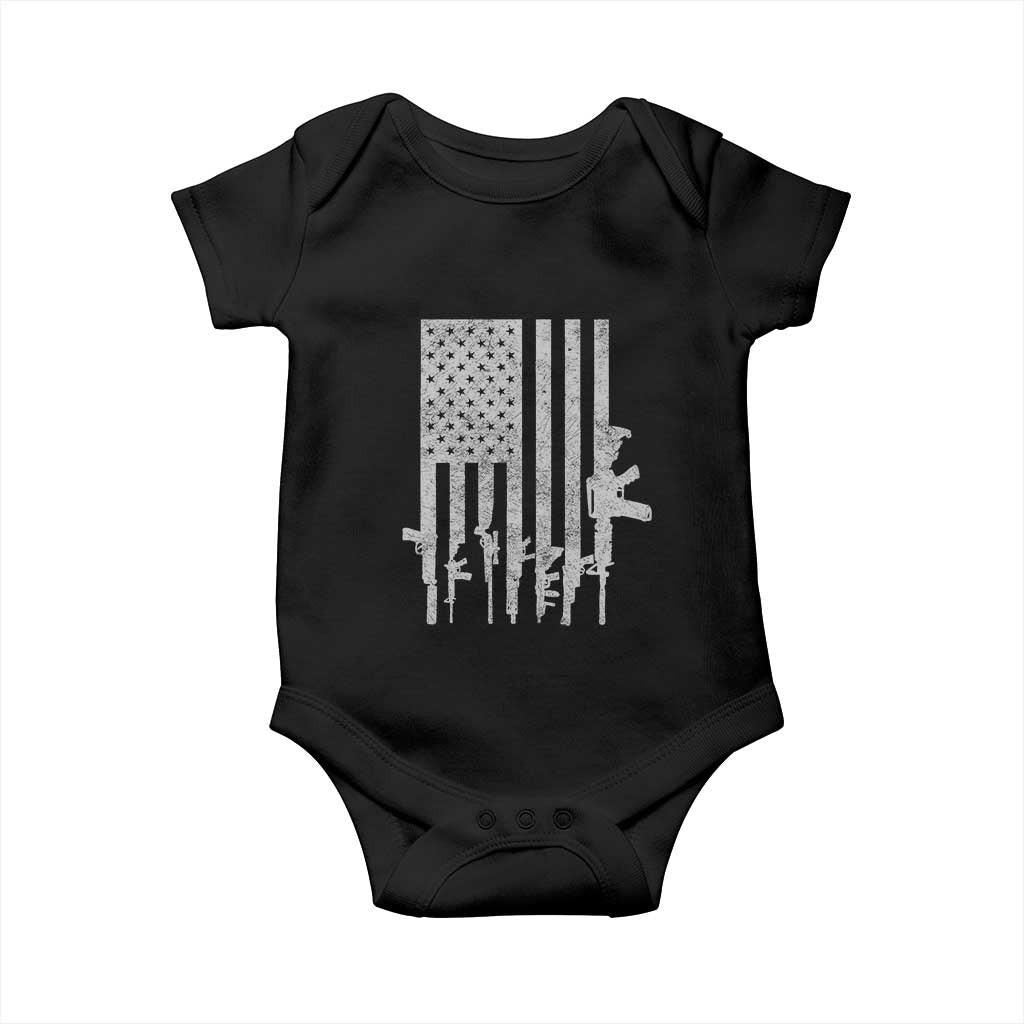 American Flag Rifle Guns Baby Onesie Cool Pro Gun Retro Distressed