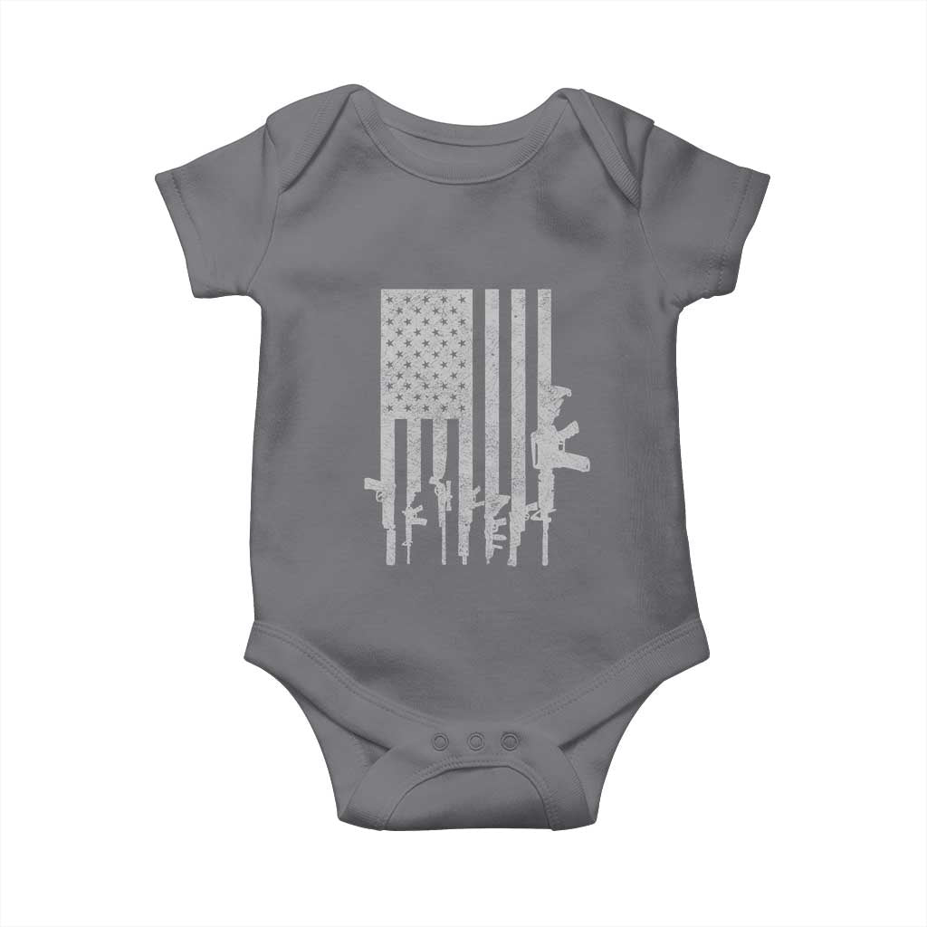 American Flag Rifle Guns Baby Onesie Cool Pro Gun Retro Distressed