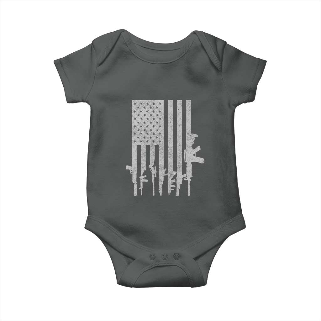 American Flag Rifle Guns Baby Onesie Cool Pro Gun Retro Distressed