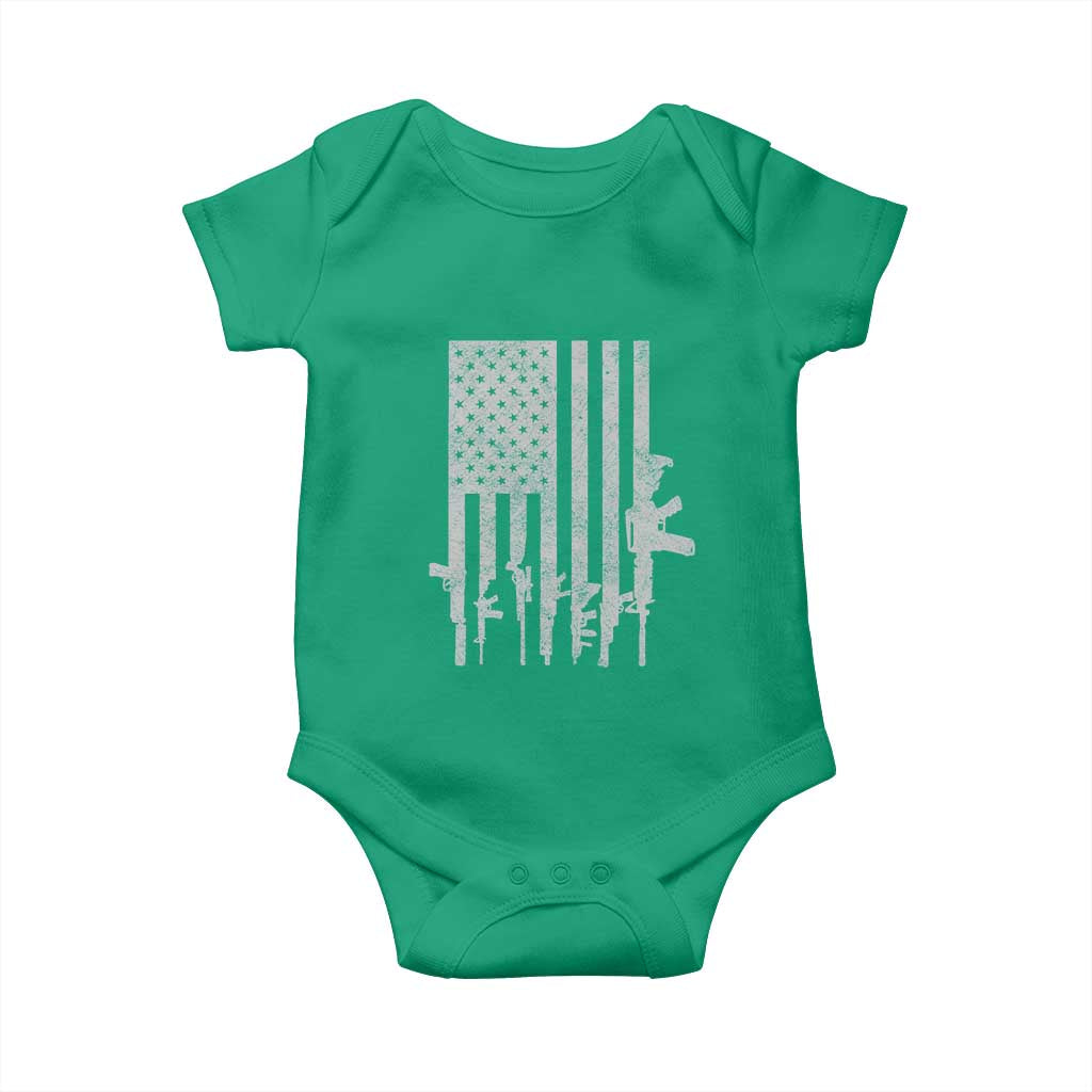 American Flag Rifle Guns Baby Onesie Cool Pro Gun Retro Distressed TS02