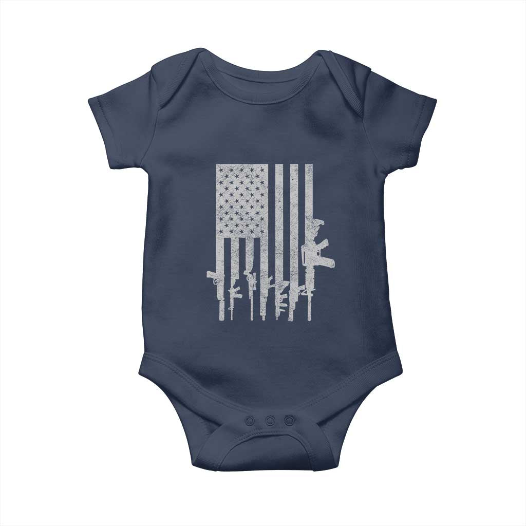 American Flag Rifle Guns Baby Onesie Cool Pro Gun Retro Distressed