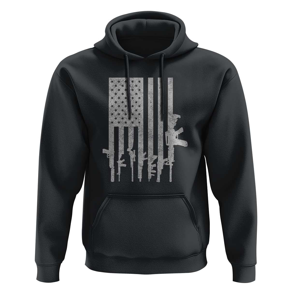 American Flag Rifle Guns Hoodie Cool Pro Gun Retro Distressed