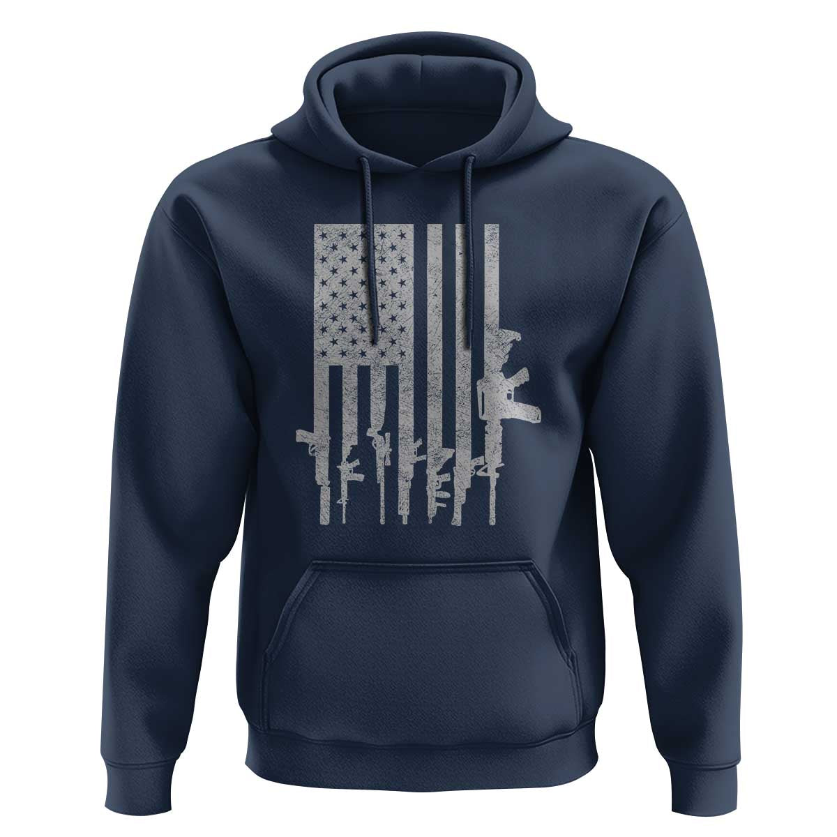 American Flag Rifle Guns Hoodie Cool Pro Gun Retro Distressed