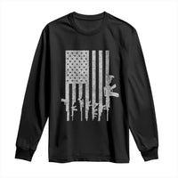 American Flag Rifle Guns Long Sleeve Shirt Cool Pro Gun Retro Distressed